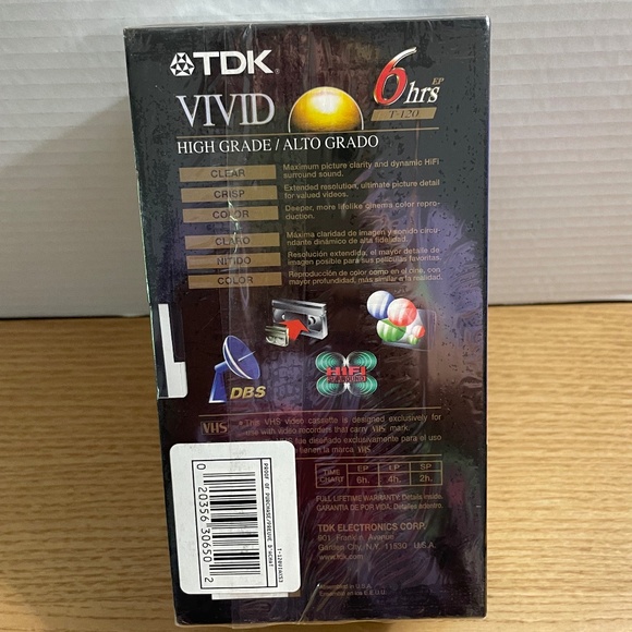 TDK Vivid High Grade VHS Tapes 6 Hours T-120 3 Pack Brand New Factory Sealed - Picture 2 of 6